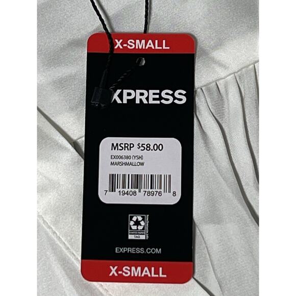 Express Satin V-Neck Top Women’s XS Marshmallow 100% Polyester - Picture 5 of 10